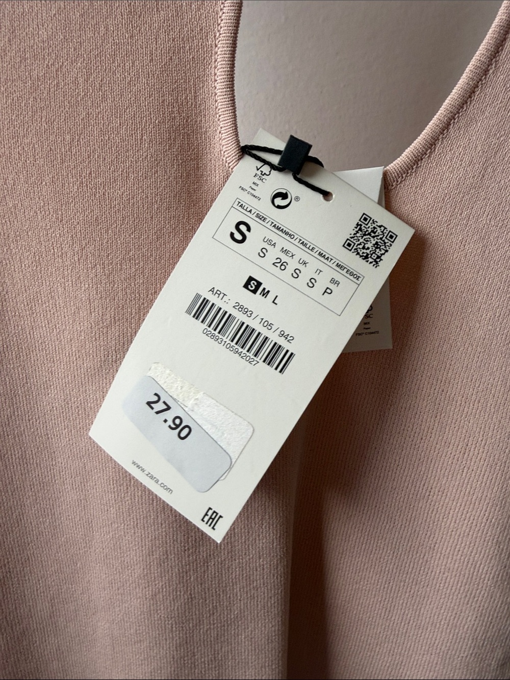 Zara Blush Pink Racerback Crop Tank - Picture 2 of 3